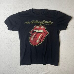 The Rolling Stones Graphic Tee Mens Medium Black Tongue Logo Short Sleeve Band